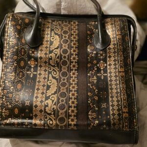 Elegant Black and Gold Patterned Women's Bag